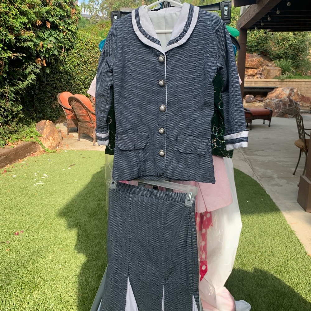 Little Girl’s Navy with White Trim 2-piece Suit